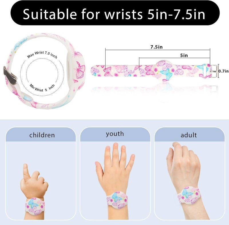 Foweroty for AirTag Bracelet for Kids, Waterproof Cute Print for Air tag Holder for Kids with Soft Silicone Full Coverage Anti-Lost Hidden for Airtag Wristband Accessories for Child, Butterfly - Image 3